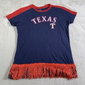 Nike Texas Rangers MLB Fringe T-Shirt Women's Large Blue Red Genuine Merchandise